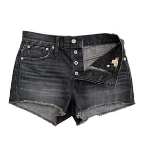 Madewell Size 24 Black Denim Shorts Relaxed Fit Button Fly High Waisted